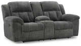 Frohn Graphite Chenille Reclining Loveseat with Console