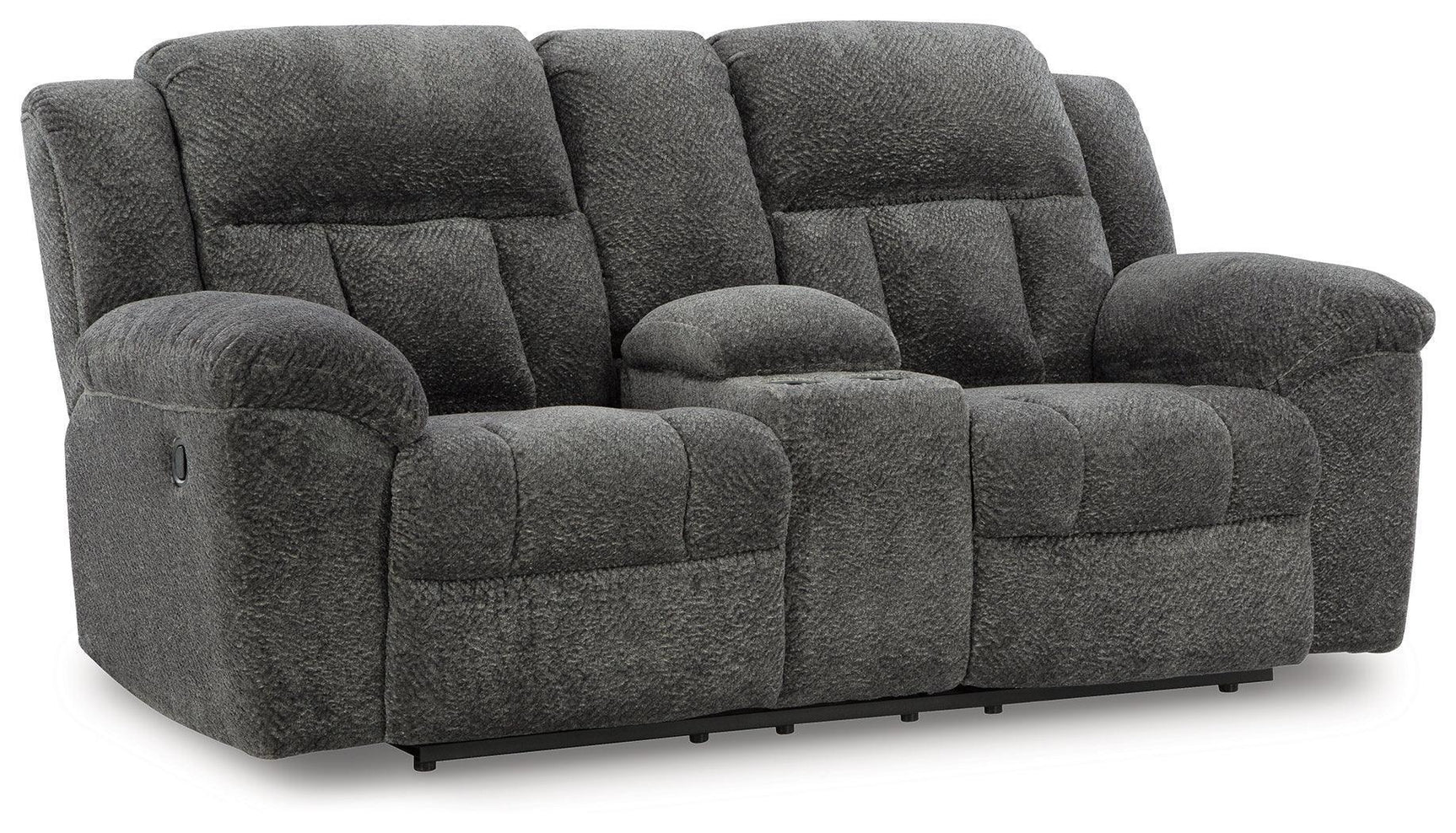 Frohn Graphite Chenille Reclining Loveseat with Console