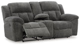 Frohn Graphite Chenille Reclining Loveseat with Console