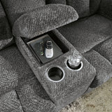 Frohn Graphite Chenille Reclining Loveseat with Console