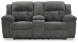 Frohn Graphite Chenille Reclining Loveseat with Console