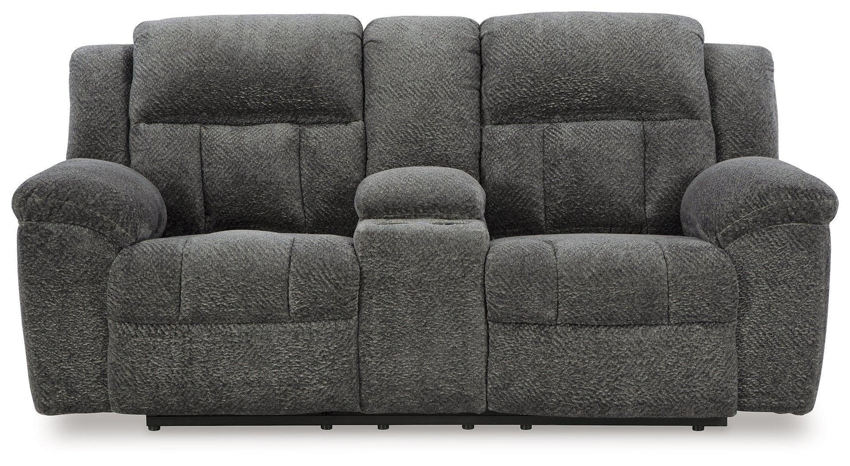 Frohn Graphite Chenille Reclining Loveseat with Console