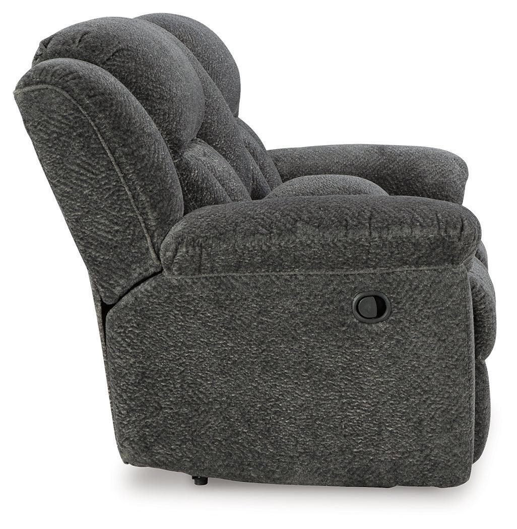 Frohn Graphite Chenille Reclining Loveseat with Console