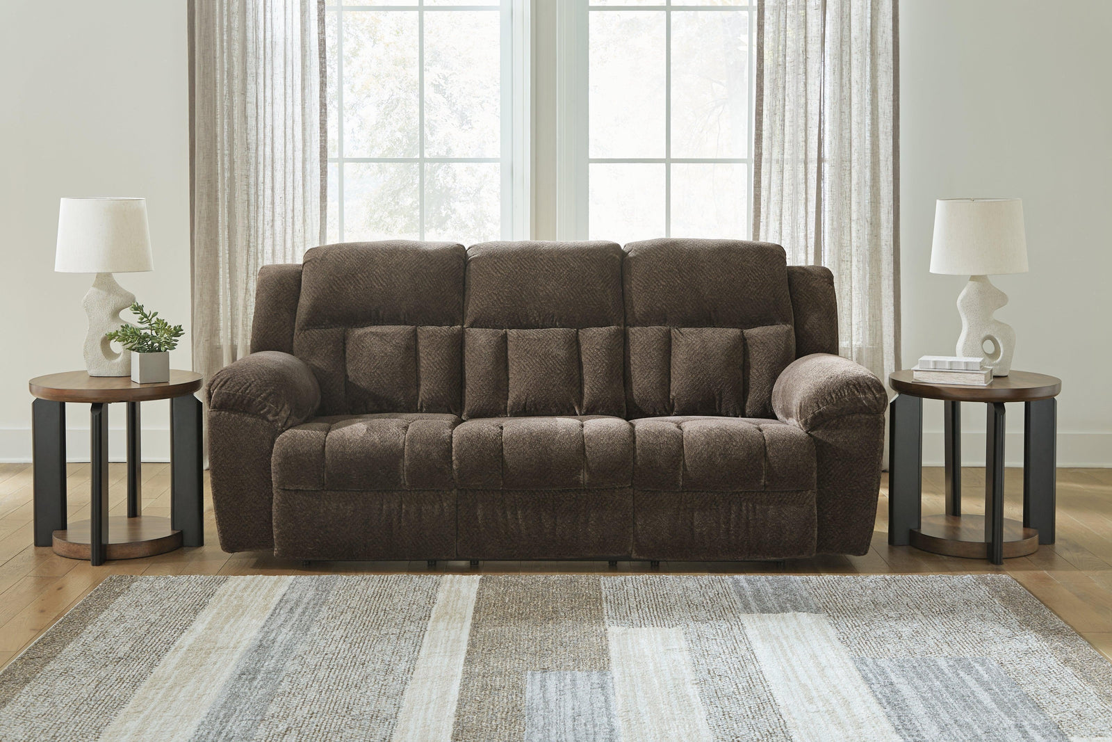 Frohn Chocolate Chenille Reclining Sofa