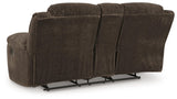 Frohn Chocolate Chenille Reclining Loveseat with Console