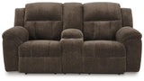 Frohn Chocolate Chenille Reclining Loveseat with Console