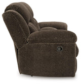 Frohn Chocolate Chenille Reclining Loveseat with Console