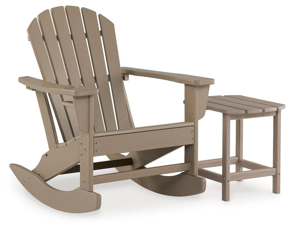 Sundown Treasure Driftwood Outdoor Chair with End Table — angled view
