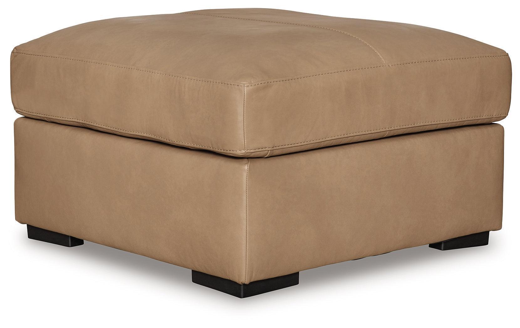 Bandon Toffee Leather Oversized Accent Ottoman