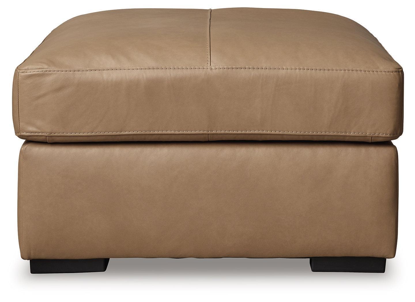 Bandon Toffee Leather Oversized Accent Ottoman