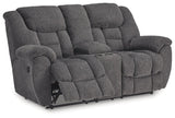 Foreside Charcoal Performance Fabric,Next-Gen Nuvella™ Reclining Loveseat with Console