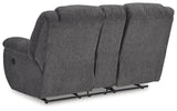 Foreside Charcoal Performance Fabric,Next-Gen Nuvella™ Reclining Loveseat with Console