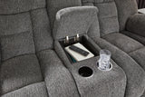 Foreside Charcoal Performance Fabric,Next-Gen Nuvella™ Reclining Loveseat with Console