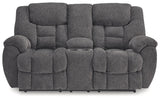 Foreside Charcoal Performance Fabric,Next-Gen Nuvella™ Reclining Loveseat with Console