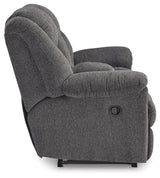 Foreside Charcoal Performance Fabric,Next-Gen Nuvella™ Reclining Loveseat with Console