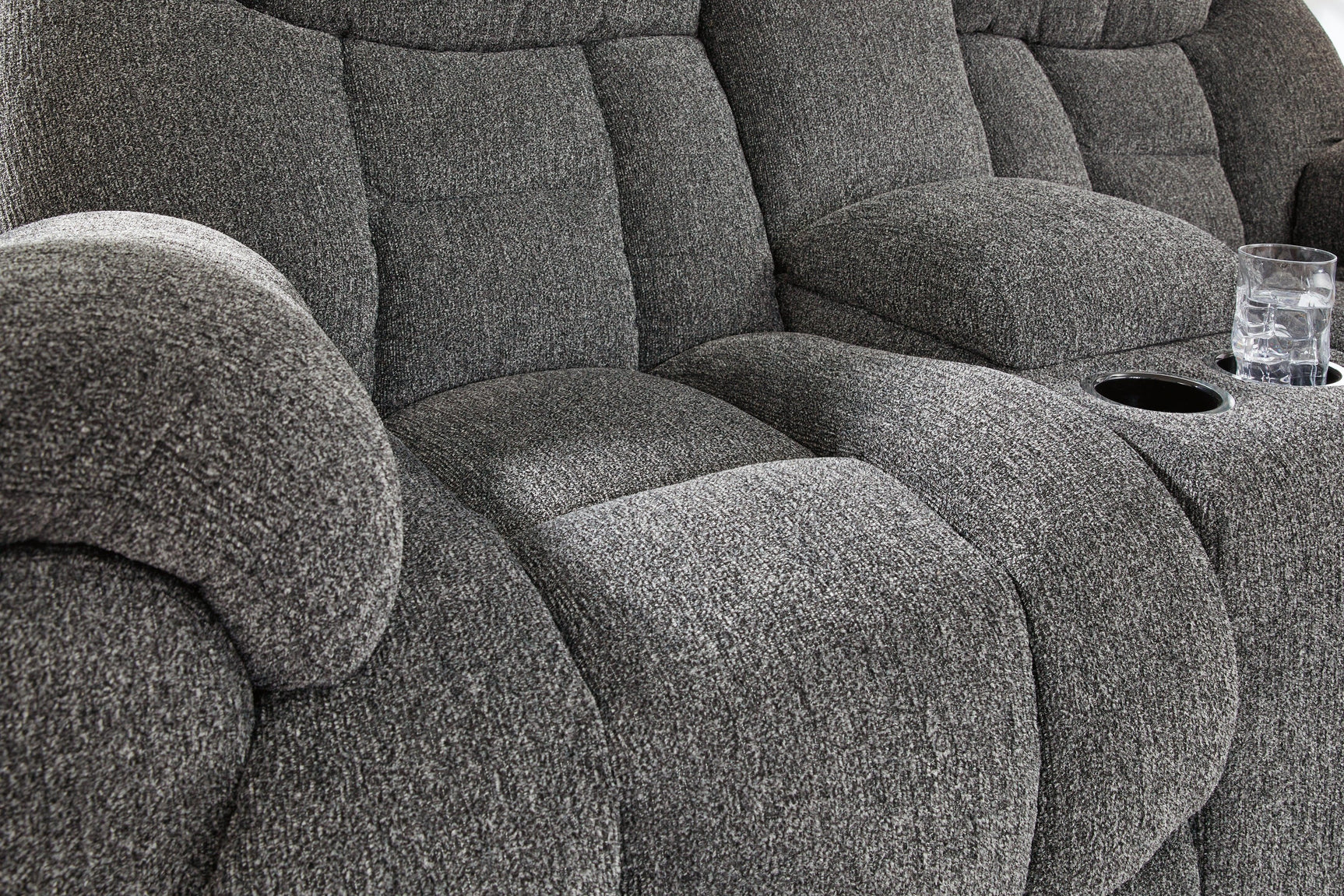 Foreside Charcoal Performance Fabric,Next-Gen Nuvella™ Reclining Loveseat with Console