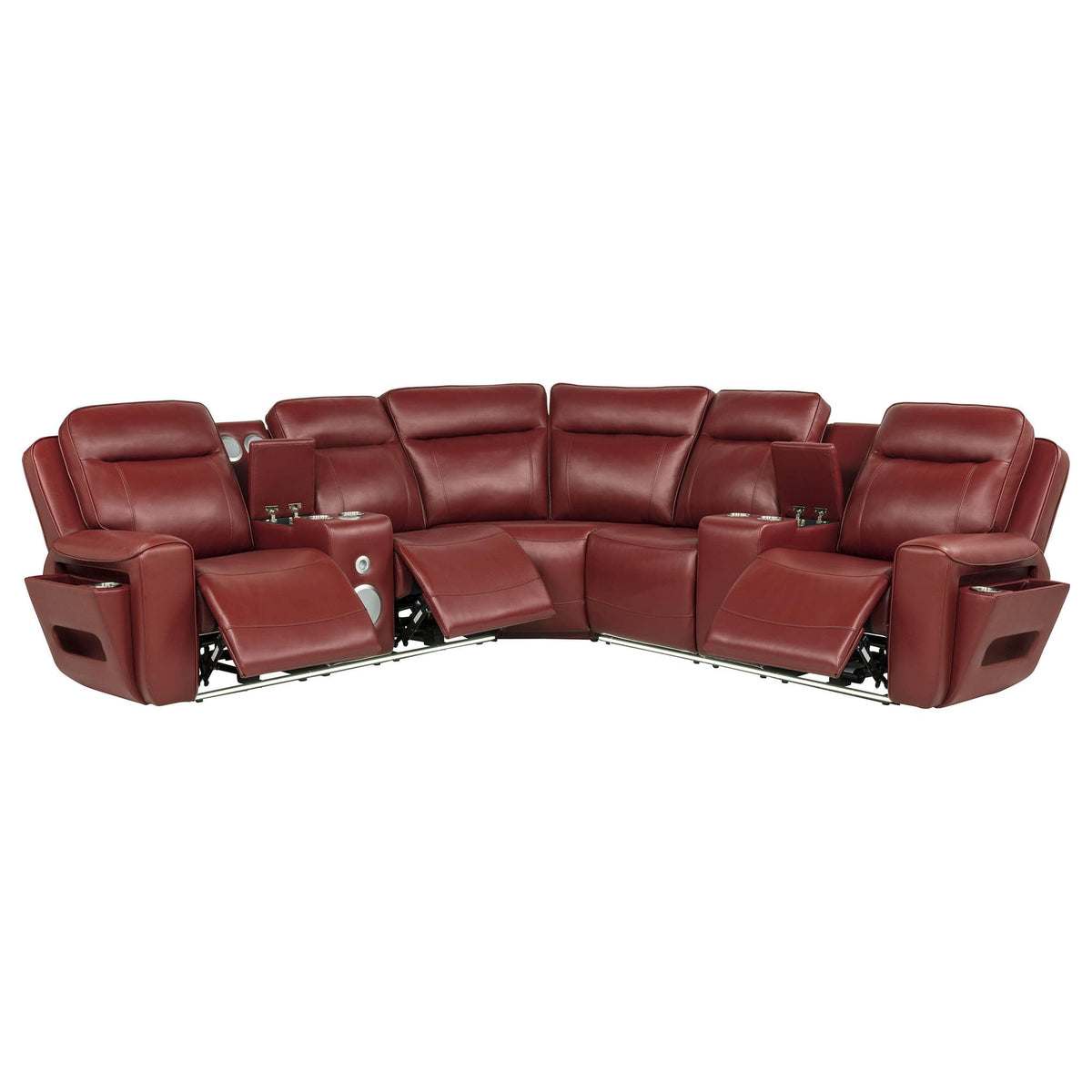Rojas 3-Piece Dual Power Reclining L-Shaped Sectional with Bluetooth Red — product image 2