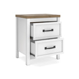Kerisden White/Brown Nightstand — angled view