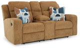Kanlow Honey Chenille Reclining Loveseat with Console