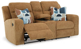 Kanlow Honey Chenille Reclining Loveseat with Console