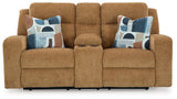 Kanlow Honey Chenille Reclining Loveseat with Console