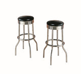 Retro Swivel Black Modern Traditional Faux Leather Metal Bar Stool - Ella Furniture