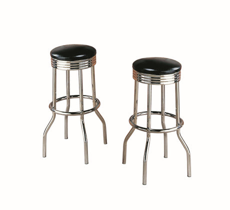Retro Swivel Black Modern Traditional Faux Leather Metal Bar Stool - Ella Furniture