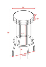 Retro Swivel Black Modern Traditional Faux Leather Metal Bar Stool - Ella Furniture