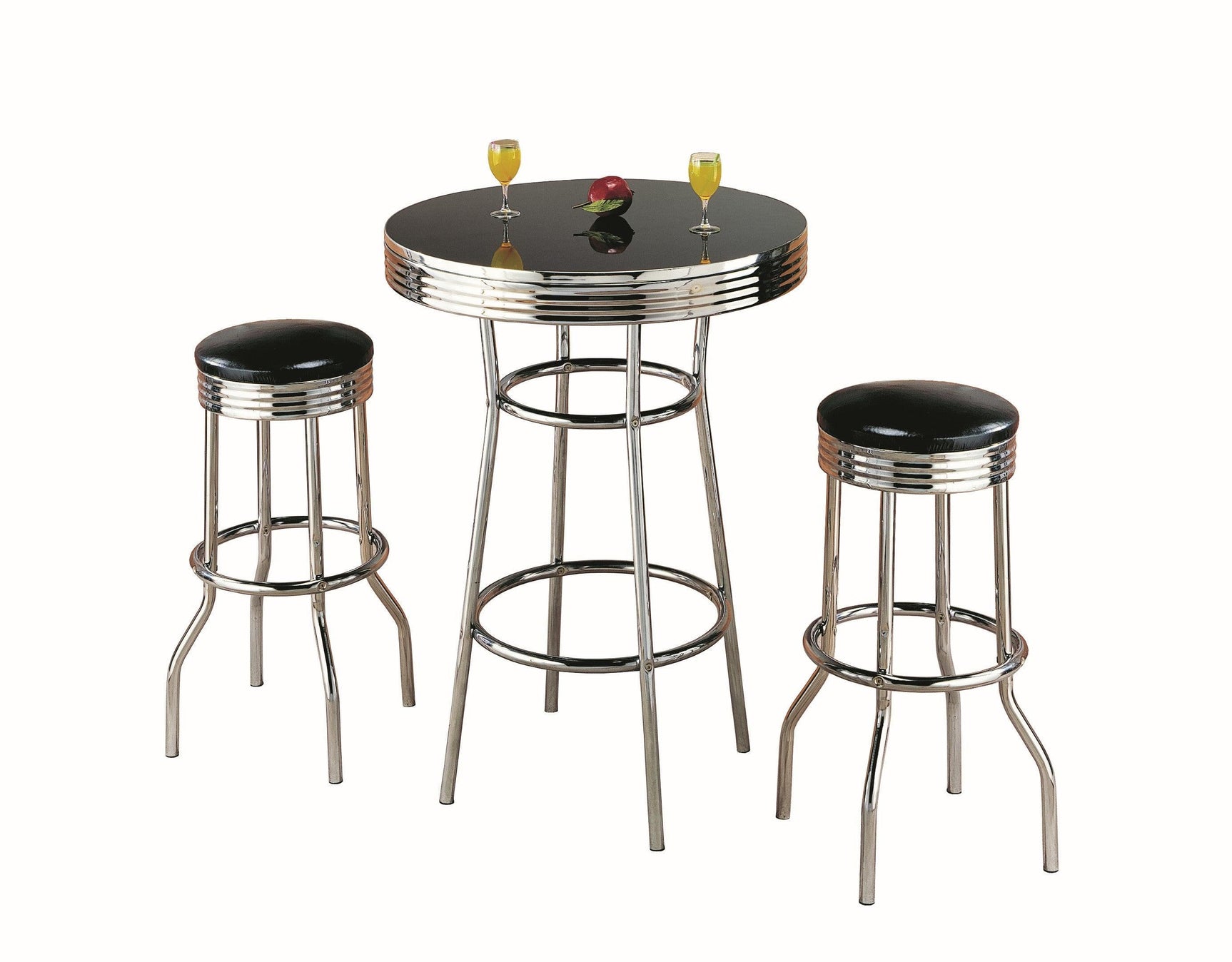 Retro Black Bar Transitional Metal Table/Chair Set - Ella Furniture