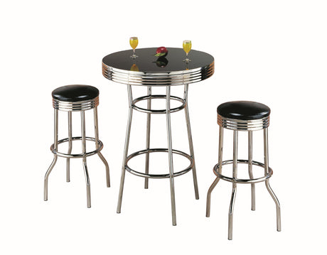 Retro Black Bar Transitional Metal Table/Chair Set - Ella Furniture