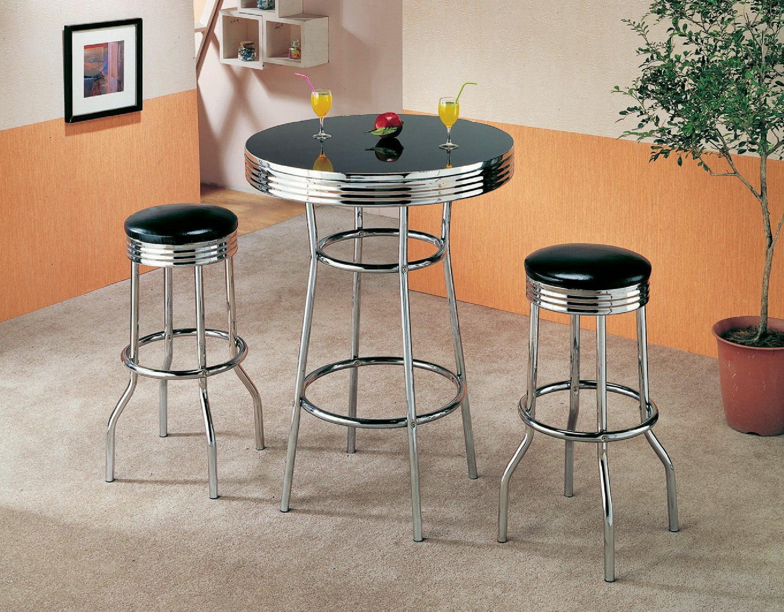 Retro Black Bar Transitional Metal Table/Chair Set - Ella Furniture