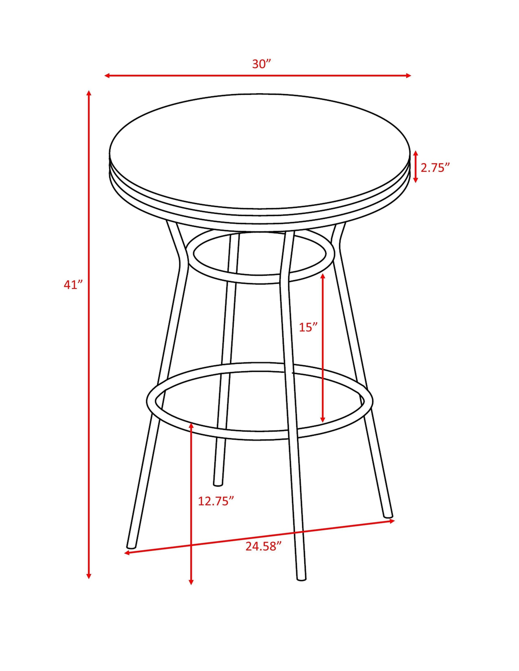 Retro Black Bar Transitional Metal Table/Chair Set - Ella Furniture