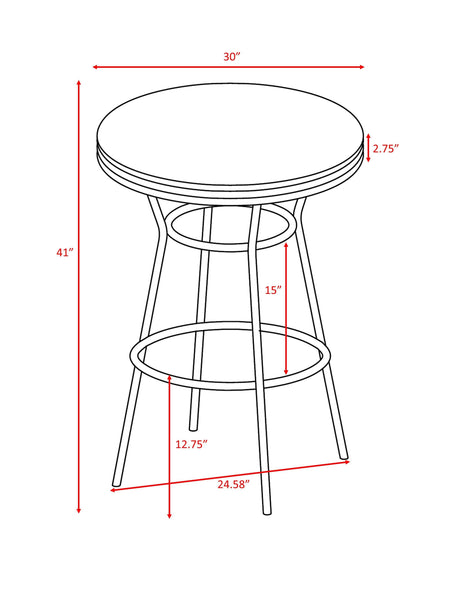 Retro Black Bar Transitional Metal Table/Chair Set - Ella Furniture