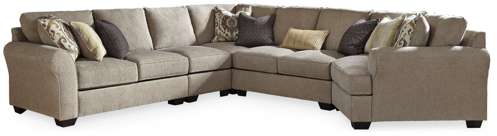 Pantomine Driftwood Chenille 5-Piece Sectional With Cuddler - Ella Furniture