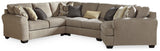 Pantomine Driftwood Chenille 4-Piece Sectional With Cuddler - Ella Furniture