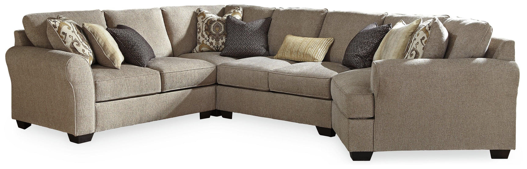 Pantomine Driftwood Chenille 4-Piece Sectional With Cuddler - Ella Furniture