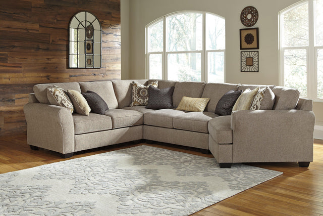 Pantomine Driftwood Chenille 4-Piece Sectional With Cuddler - Ella Furniture