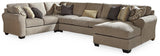 Pantomine Driftwood Chenille 4-Piece Sectional With Chaise 39122S8 - Ella Furniture