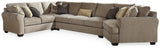 Pantomine Driftwood Chenille 4-Piece Sectional With Cuddler 39122S9 - Ella Furniture