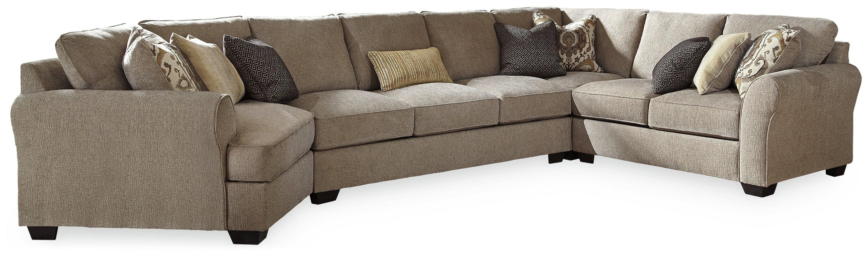 Pantomine Driftwood Chenille 4-Piece Sectional With Cuddler 39122S12 - Ella Furniture