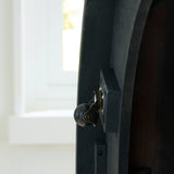 Matte Black Faux Carrara Marble Coffee Table with Casters — detail view