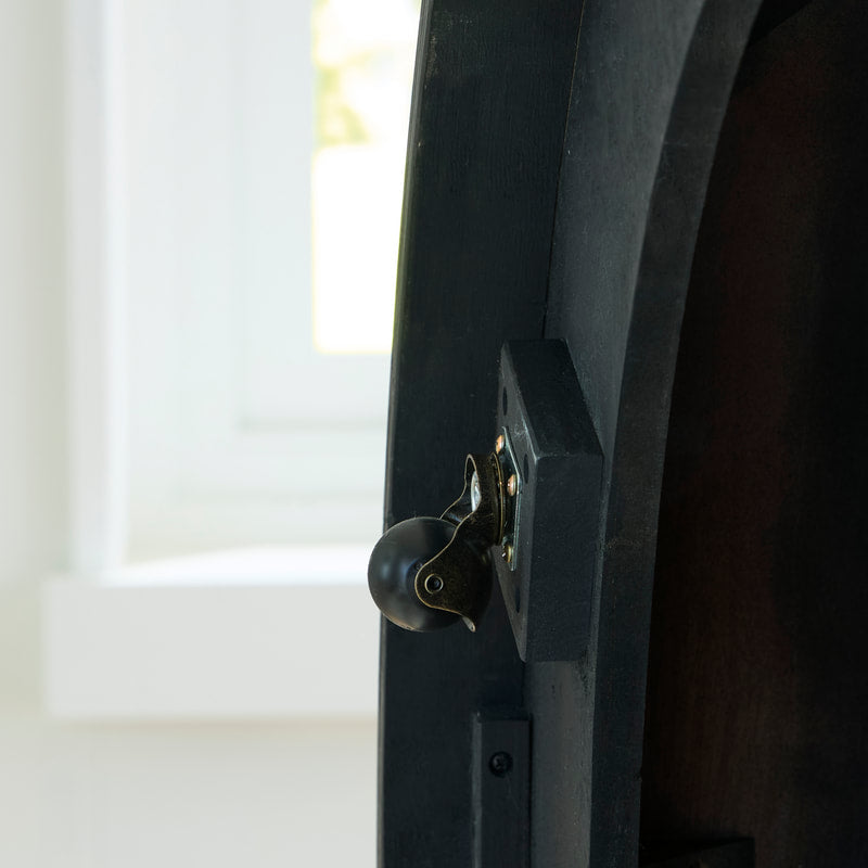 Matte Black Faux Carrara Marble Coffee Table with Casters — detail view
