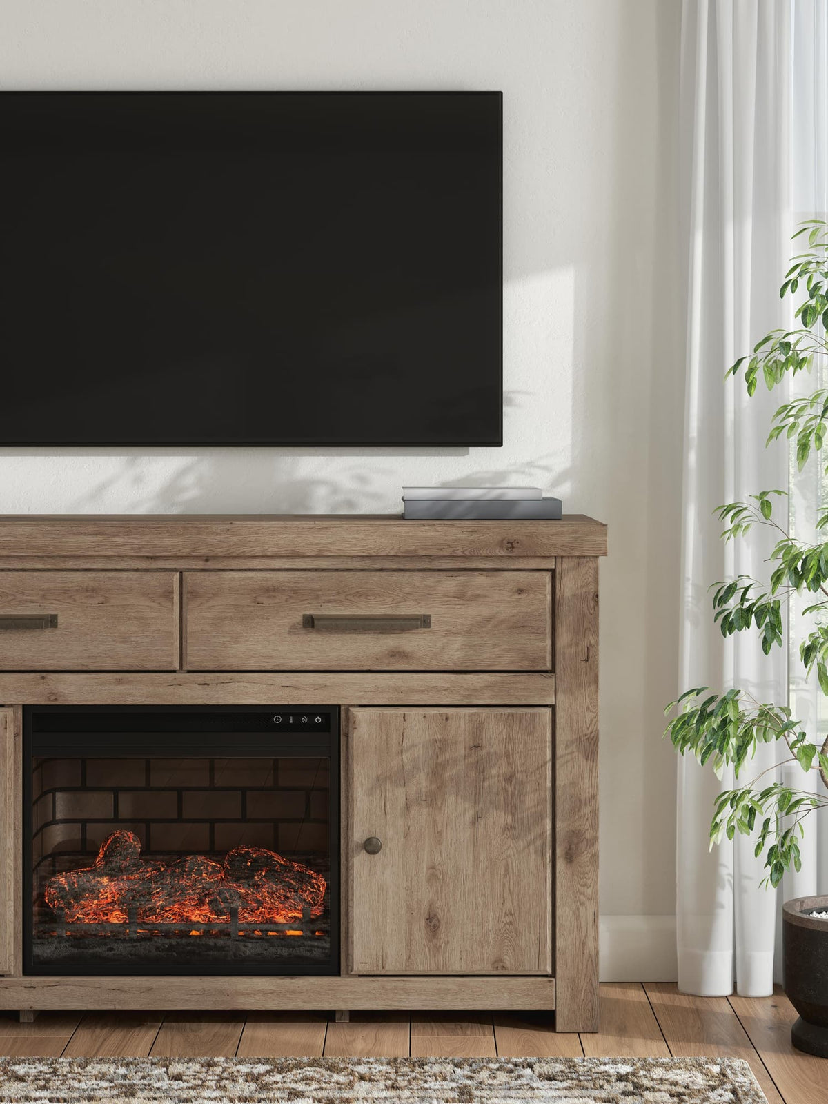 Garistyn Brown 62" TV Stand with Electric Fireplace — product image 4