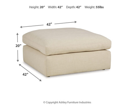 Elyza Linen 5-Piece Sectional with Ottoman — dimension illustration