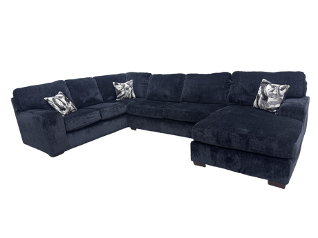 Austin Luscious Black Chenille 3-Piece Sectional view 2