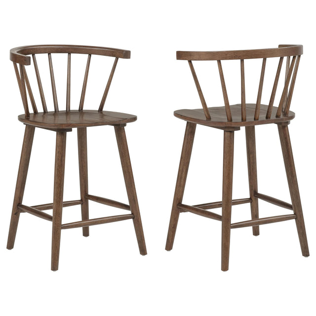 Jeffries 2-Piece Curved Spindle-Back Counter Chair Set Walnut — product view