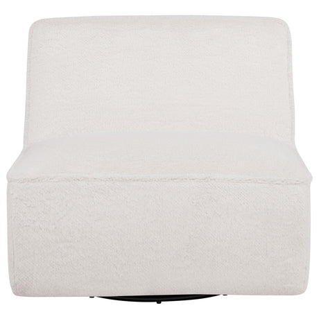 Badoer Faux Fur Swivel Accent Chair Ecru — product image 2