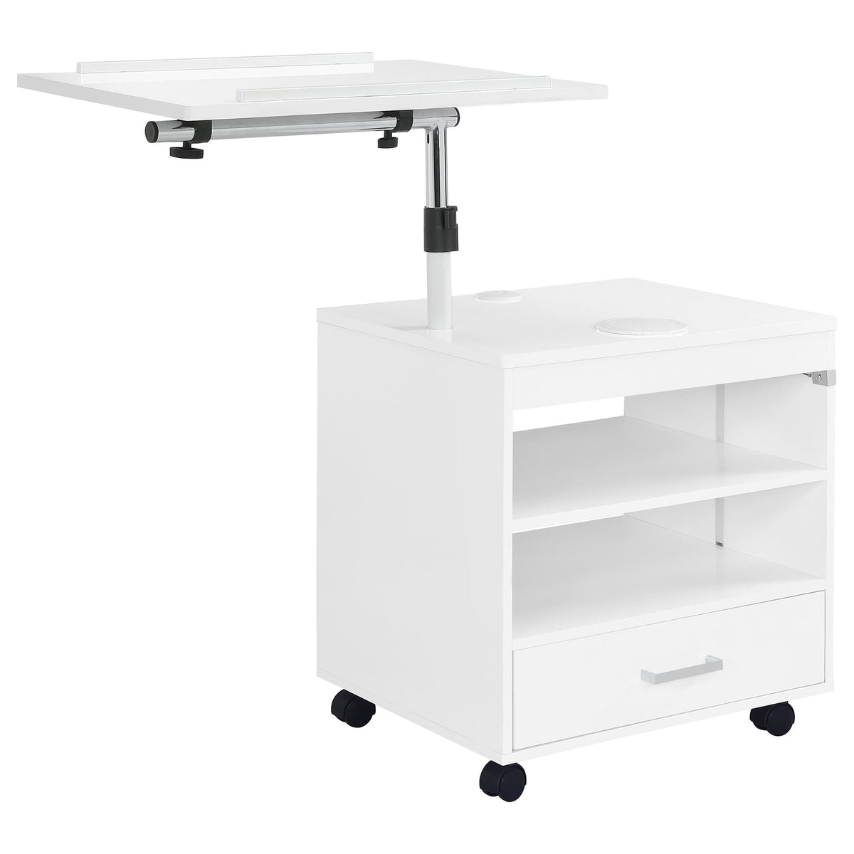 Lerma 1-Drawer Adjustable Tray Top Nightstand with Speaker White High Gloss — product image 7