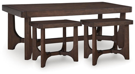 Korestone Dark Brown Coffee Table with 2 End Tables — product image 2