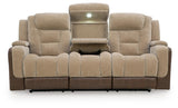 Mixed Motion Brownstone Chenille / Faux Leather Power Reclining Sofa — front view